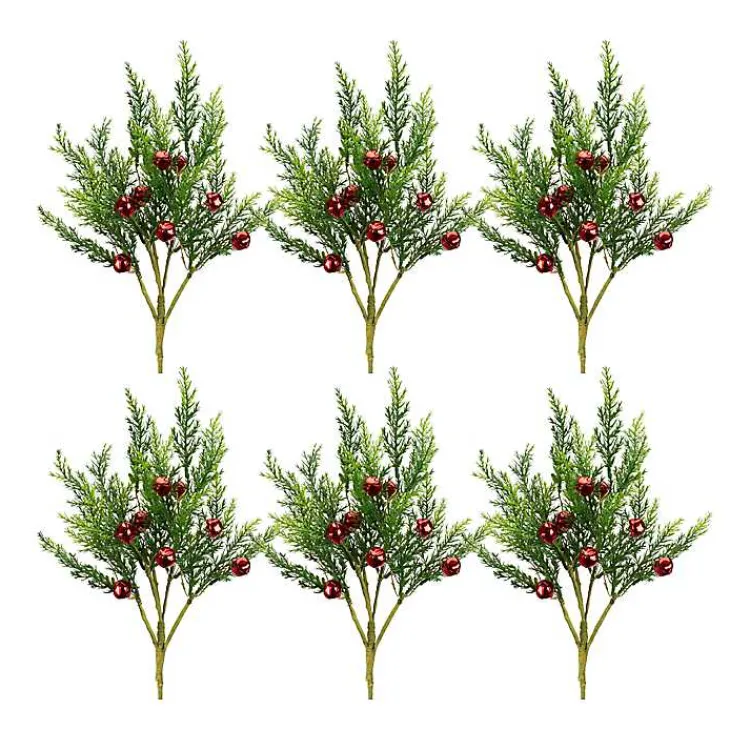 Christmas Tree Decorations>Kirklands Home Jingle Bells and Pine Tree Picks, Set of 6