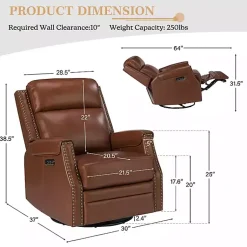 Kirklands Home Johanna Leather Swivel Power Recliner Brown Online