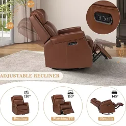 Kirklands Home Johanna Leather Swivel Power Recliner Brown Online