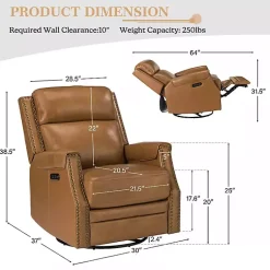 Kirklands Home Johanna Leather Swivel Power Recliner Tan Clearance