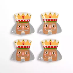 Kirklands Home Jolly Nutcracker Shaped Appetizer Plates, Set of 4 Multi New