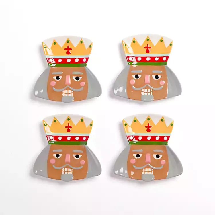 Kirklands Home Jolly Nutcracker Shaped Appetizer Plates, Set of 4 Multi New