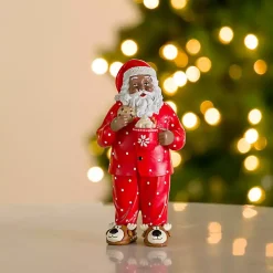 Christmas Decorations>Kirklands Home Jolly Santa in Pajamas Decoration Red