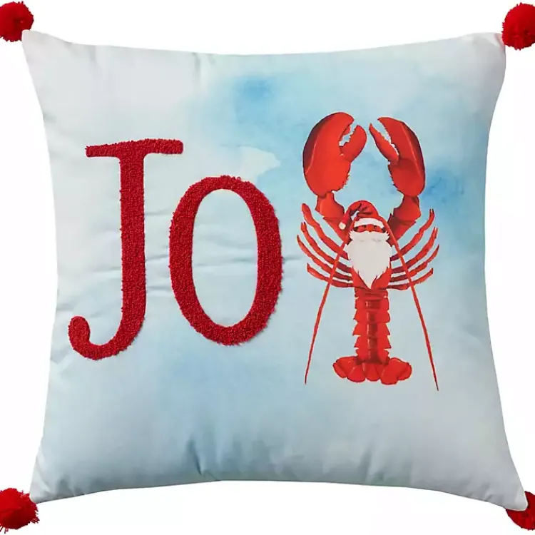 Christmas Pillows>Kirklands Home Joy Santa Lobster Pom Pom Pillow