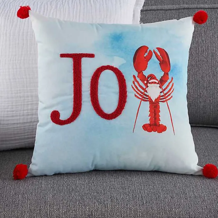 Christmas Pillows>Kirklands Home Joy Santa Lobster Pom Pom Pillow