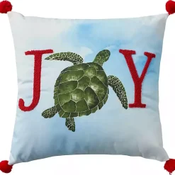 Christmas Pillows>Kirklands Home Joy Sea Turtle Pom Pom Pillow