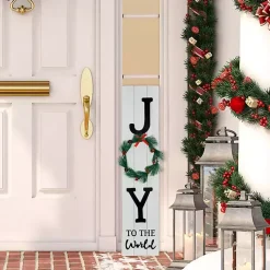 Outdoor Christmas Decorations>Kirklands Home Joy to the World Wreath Christmas Porch Board