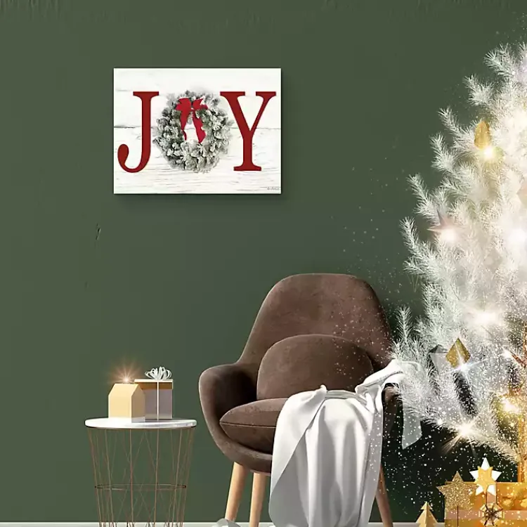 Christmas Art & Wall Decor>Kirklands Home Joy Wreath Canvas Art Print