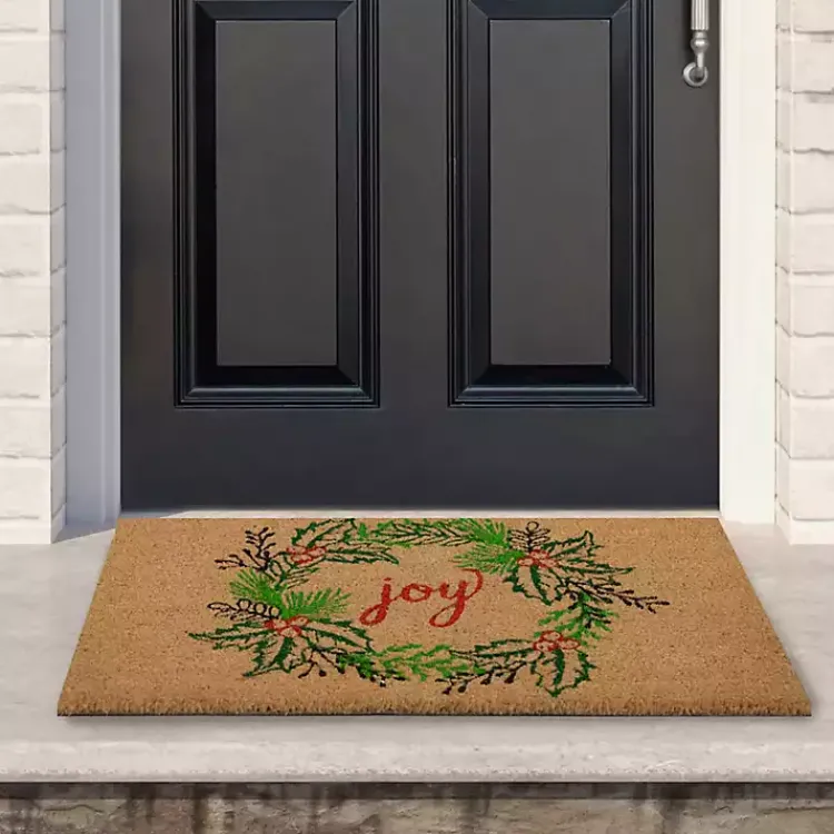 Outdoor Christmas Decorations>Kirklands Home Joy Wreath Decorative Christmas Doormat