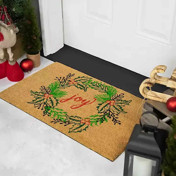 Outdoor Christmas Decorations>Kirklands Home Joy Wreath Decorative Christmas Doormat