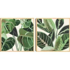 Kirklands Home Jungle Close Up Framed Canvas Art Prints, Set of 2 Green Discount