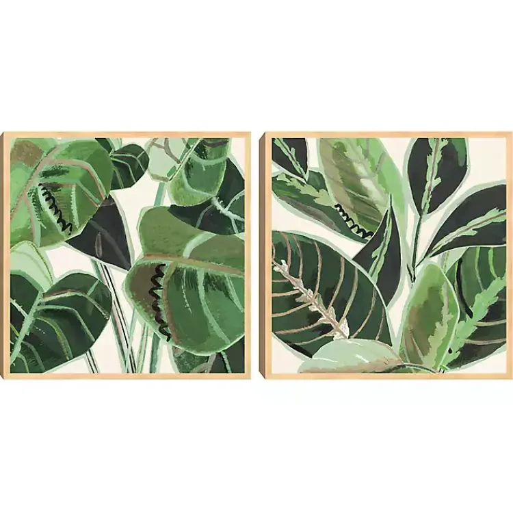 Kirklands Home Jungle Close Up Framed Canvas Art Prints, Set of 2 Green Discount