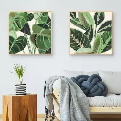 Kirklands Home Jungle Close Up Framed Canvas Art Prints, Set of 2 Green Discount