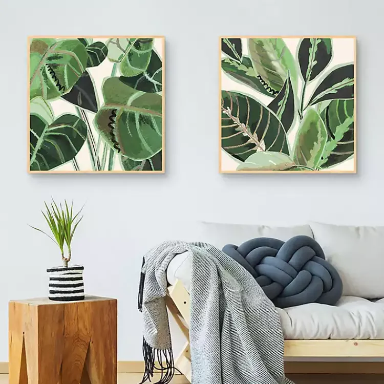 Kirklands Home Jungle Close Up Framed Canvas Art Prints, Set of 2 Green Discount