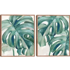 Kirklands Home Jungle Symphony Framed Canvas Art Prints, Set of 2 Green Clearance