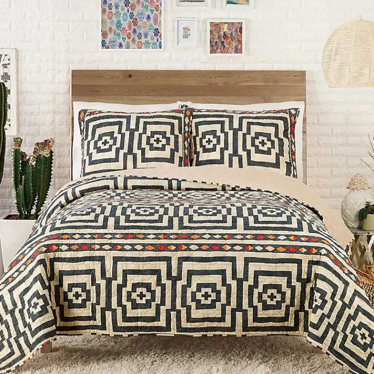 Kirklands Home Justina Blakeney Black Hypnotic King Quilt Set Clearance