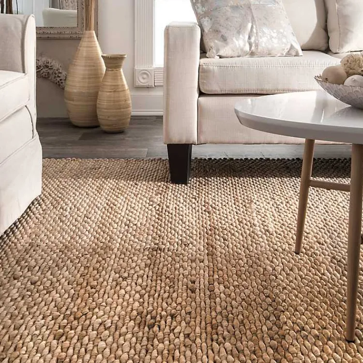 Kirklands Home Jute Hand Woven Halsey Area Rug, 4x6 Tan New