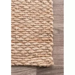 Kirklands Home Jute Hand Woven Halsey Area Rug, 4x6 Tan New