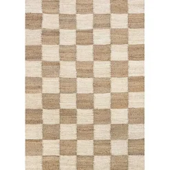 Kirklands Home Jute Tan Checkered Area Rug, 5x8