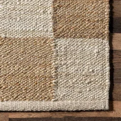 Kirklands Home Jute Tan Checkered Area Rug, 5x8
