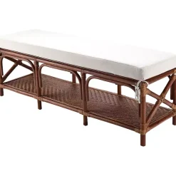 Kirklands Home Kaili Rattan Cushioned Bench Brown Discount
