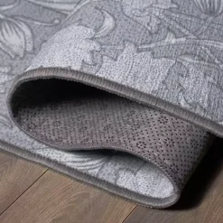 Kirklands Home Kalini Floral Washable Runner, 2x7 Gray Outlet