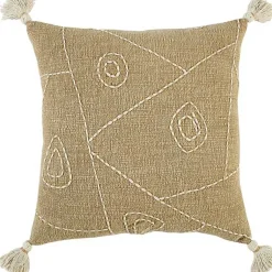 Pillows>Kirklands Home Kantha Khaki Handstitched Throw Pillow Tan