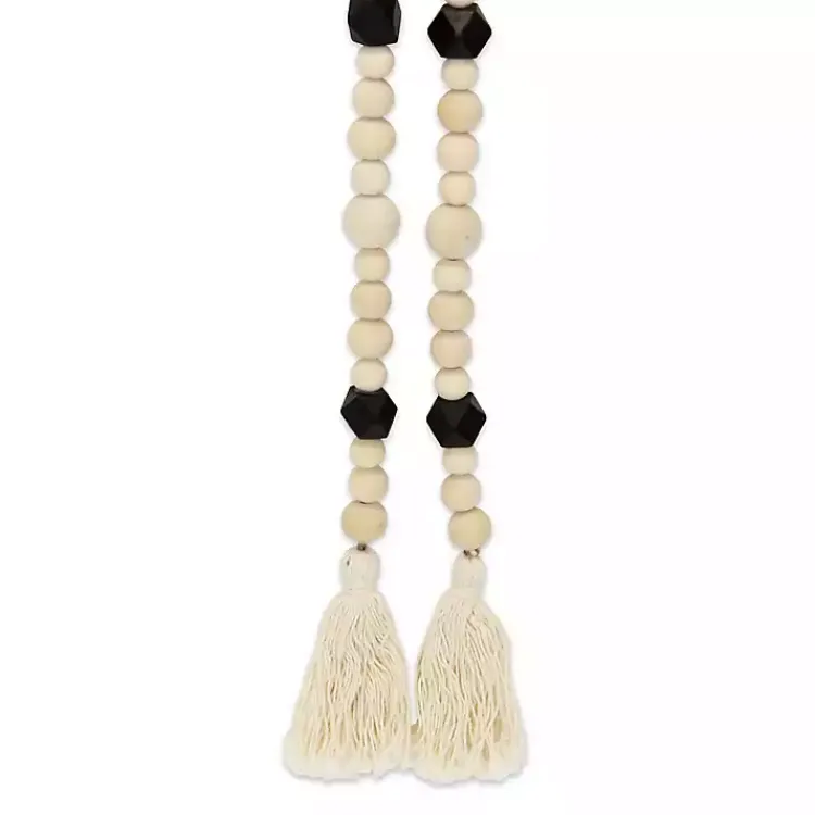 Decorative Accents>Kirklands Home Kara Black Beaded Wood Polygon Decorative Garland