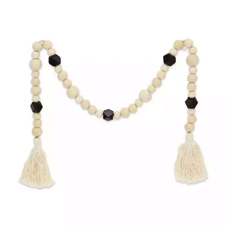 Decorative Accents>Kirklands Home Kara Black Beaded Wood Polygon Decorative Garland