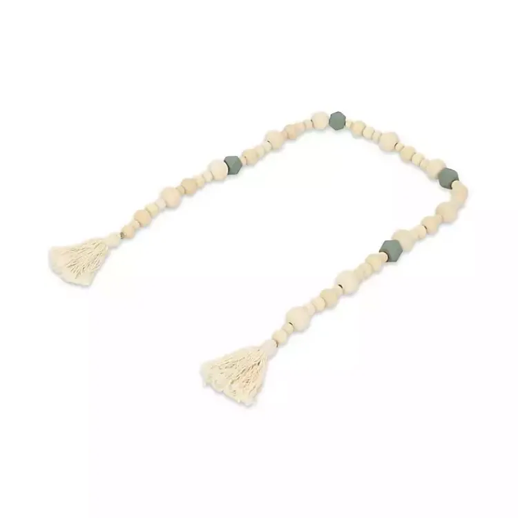 Decorative Accents>Kirklands Home Kara Blue Beaded Wood Polygon Decorative Garland