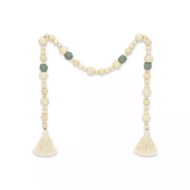 Decorative Accents>Kirklands Home Kara Blue Beaded Wood Polygon Decorative Garland