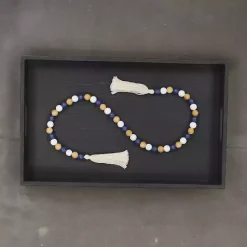 Decorative Accents>Kirklands Home Kara Brown and Blue Beaded Wood Decorative Garland