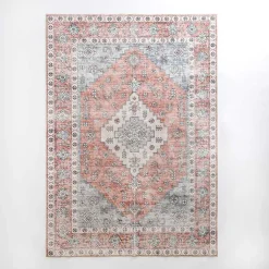 Kirklands Home Kelly Traditional Washable Area Rug, 5x8 Red Discount