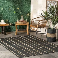 Kirklands Home Kendall Gray Vertical Teardrop Outdoor Rug, 5x8 Clearance