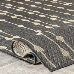 Kirklands Home Kendall Gray Vertical Teardrop Outdoor Rug, 5x8 Clearance
