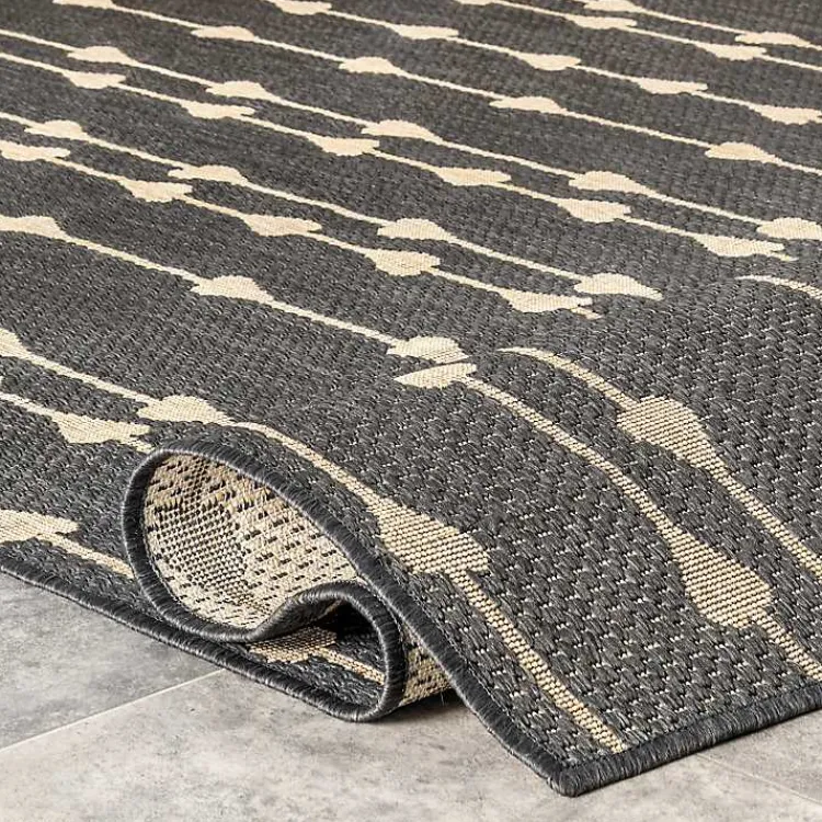 Kirklands Home Kendall Gray Vertical Teardrop Outdoor Rug, 5x8 Clearance