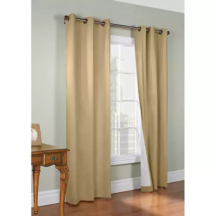 Kirklands Home Khaki Room Darkening Curtain Panel Set, 63 in. Tan Discount