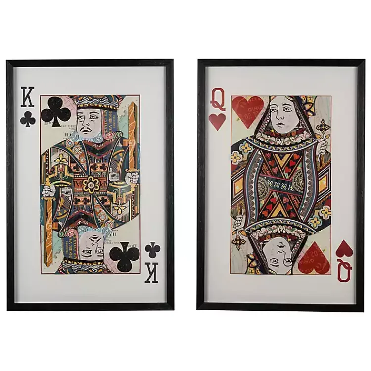 Kirklands Home King & Queen Card Framed Art Prints, Set of 2 Multi Hot