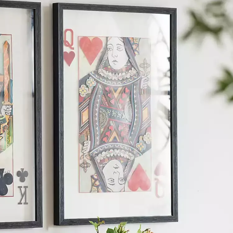 Kirklands Home King & Queen Card Framed Art Prints, Set of 2 Multi Hot