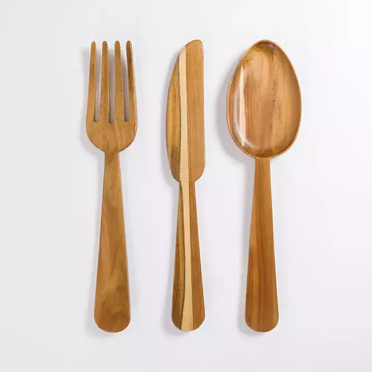 Kirklands Home Kitchen Utensil Wooden Wall Plaques, Set of 3 Hot