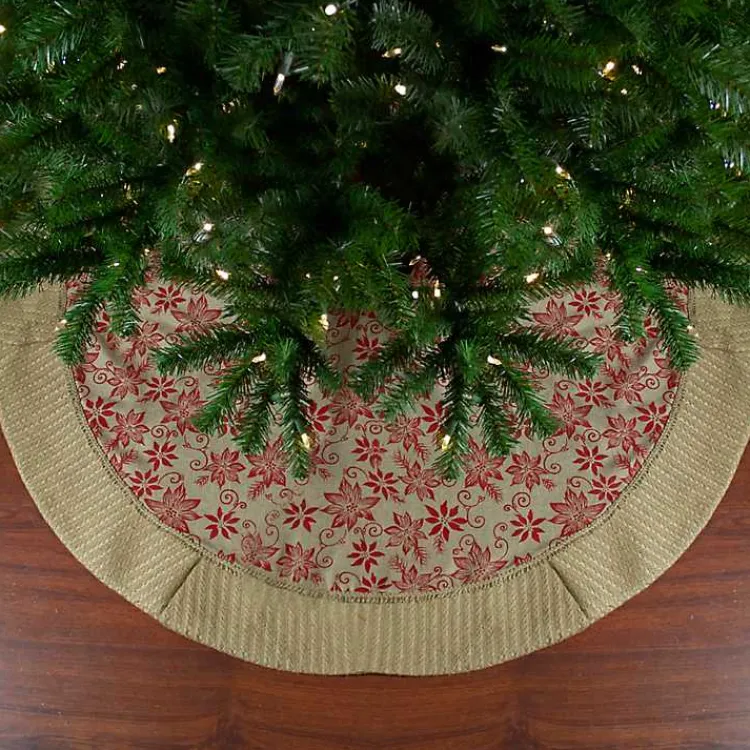 Christmas Tree Skirts & Collars>Kirklands Home Knit Burlap Poinsettia Tree Skirt