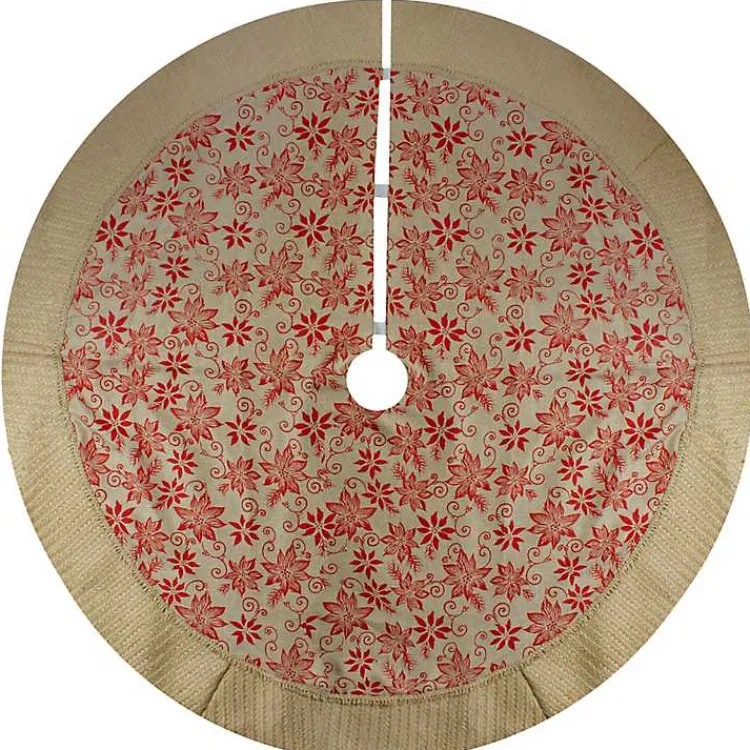 Christmas Tree Skirts & Collars>Kirklands Home Knit Burlap Poinsettia Tree Skirt