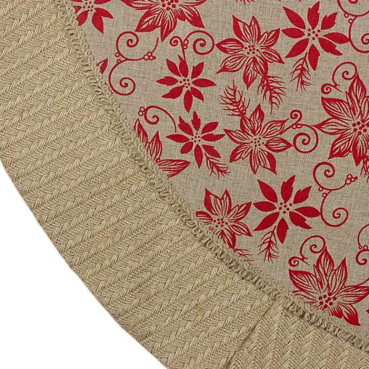 Christmas Tree Skirts & Collars>Kirklands Home Knit Burlap Poinsettia Tree Skirt