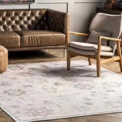 Kirklands Home Krystin Distressed Washable Area Rug, 5x8 Gray Clearance
