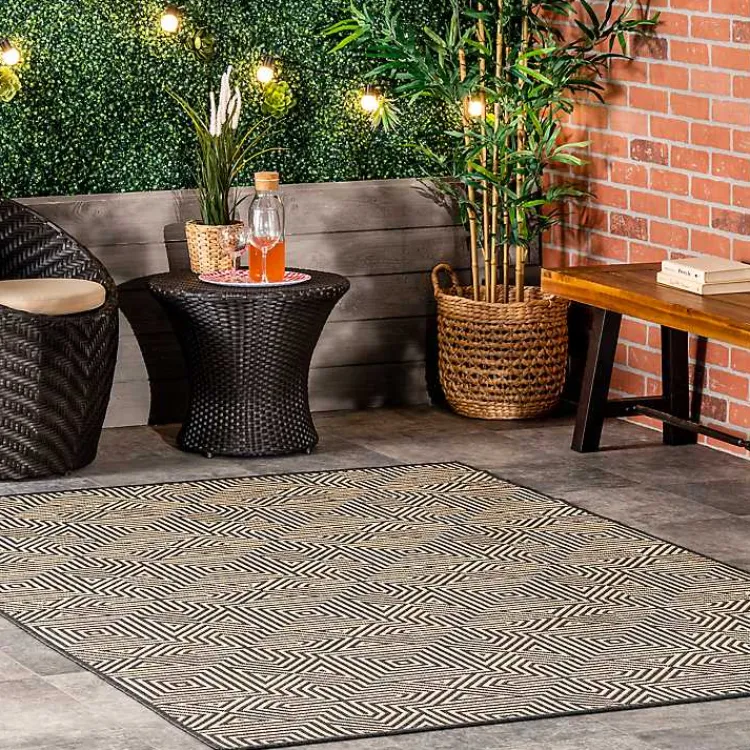 Kirklands Home Kylie Gray Modern Abstract Outdoor Rug, 5x8 New