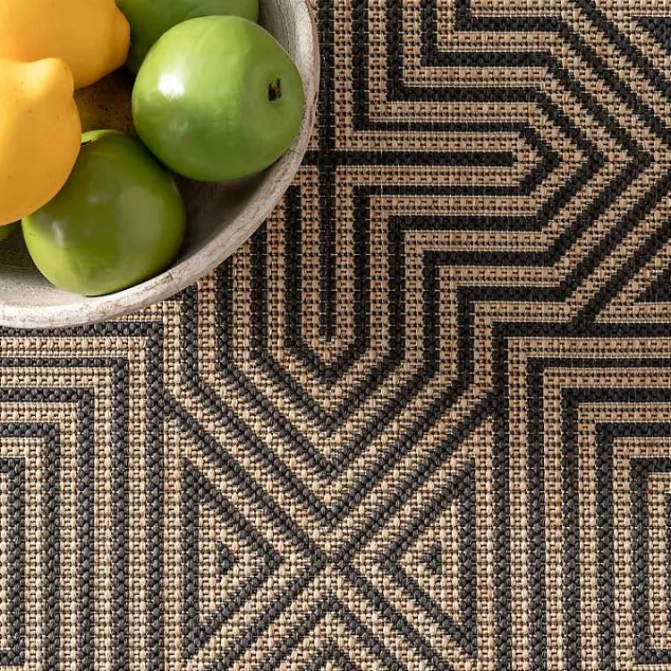 Kirklands Home Kylie Gray Modern Abstract Outdoor Rug, 5x8 New