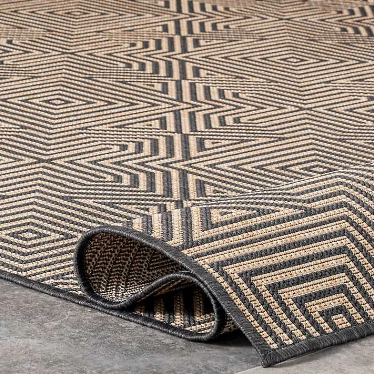 Kirklands Home Kylie Gray Modern Abstract Outdoor Rug, 5x8 New