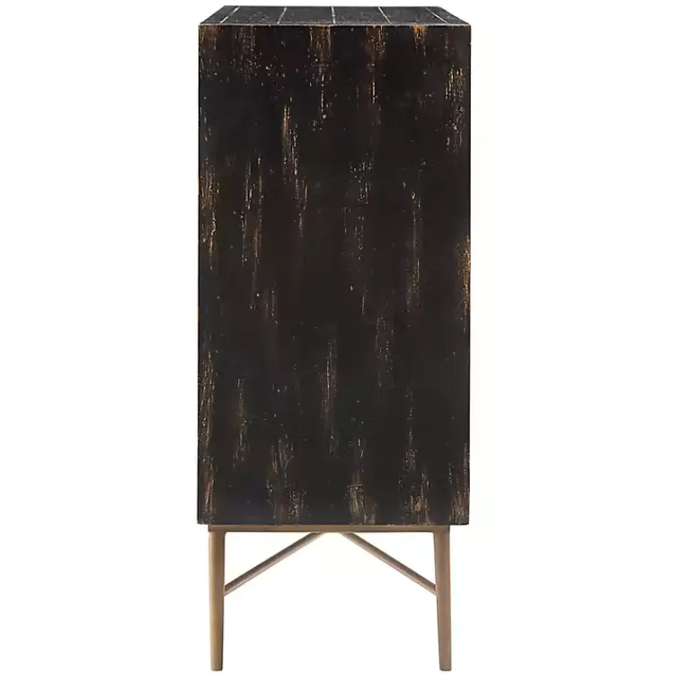 Kirklands Home Laini Distressed Modern Carved Cabinet Black Hot