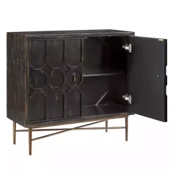 Kirklands Home Laini Distressed Modern Carved Cabinet Black Hot
