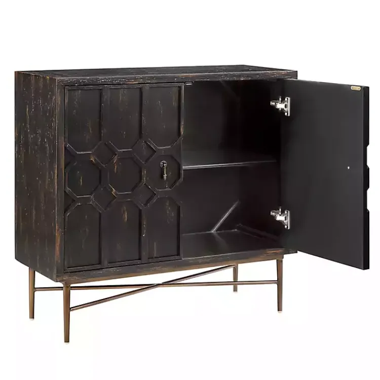 Kirklands Home Laini Distressed Modern Carved Cabinet Black Hot